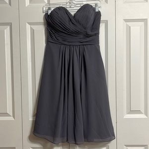 Bill Levkoff Strapless Sweetheart Neckline Ruched Bridesmaid‎ Dress Charcoal  6